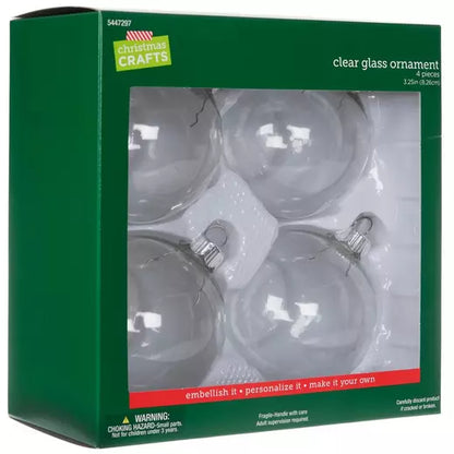 Glass Ball Ornaments Assorted Sizes (4", 3.2" & 2.63")