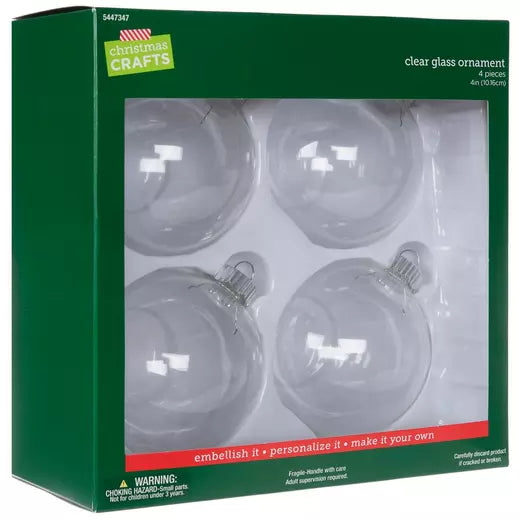 Glass Ball Ornaments Assorted Sizes (4", 3.2" & 2.63")