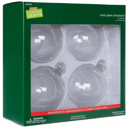 Glass Ball Ornaments Assorted Sizes (4", 3.2" & 2.63")