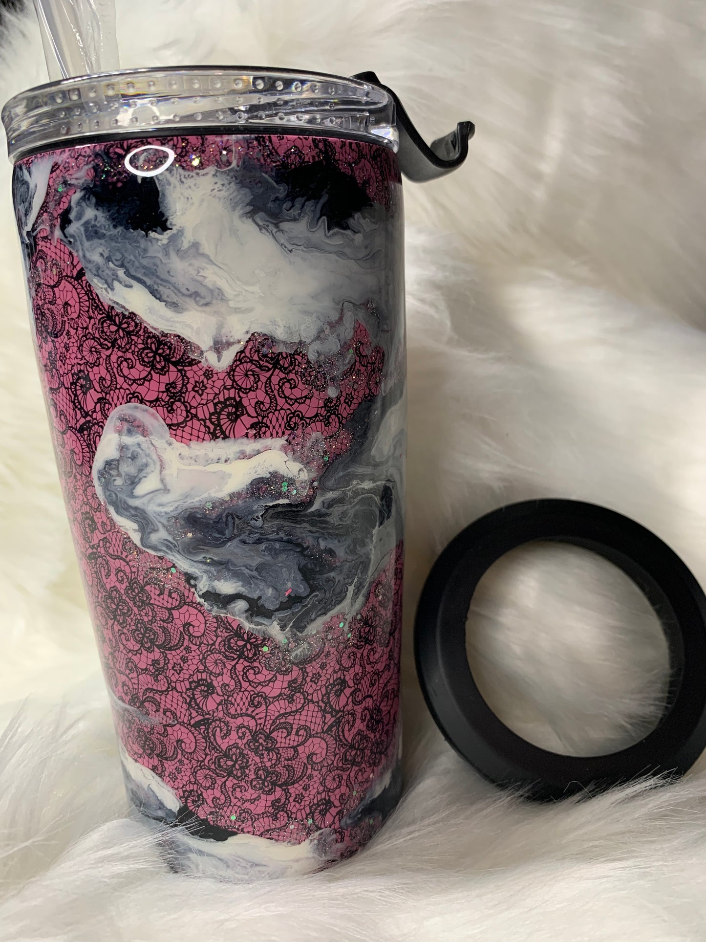 4 in 1 Hogg Coozie & 14 oz Tumbler Combo Pink & Lace