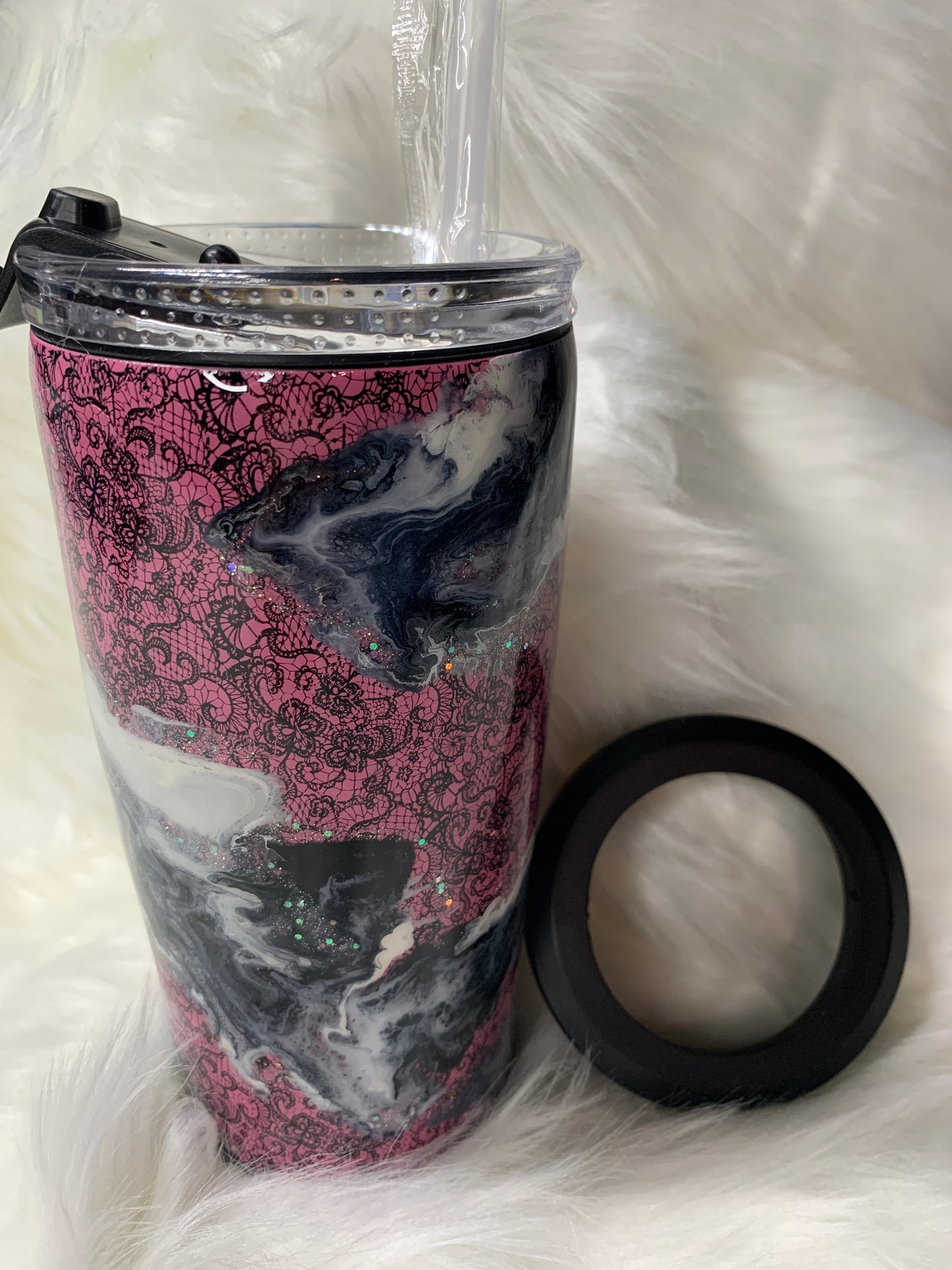 4 in 1 Hogg Coozie & 14 oz Tumbler Combo Pink & Lace