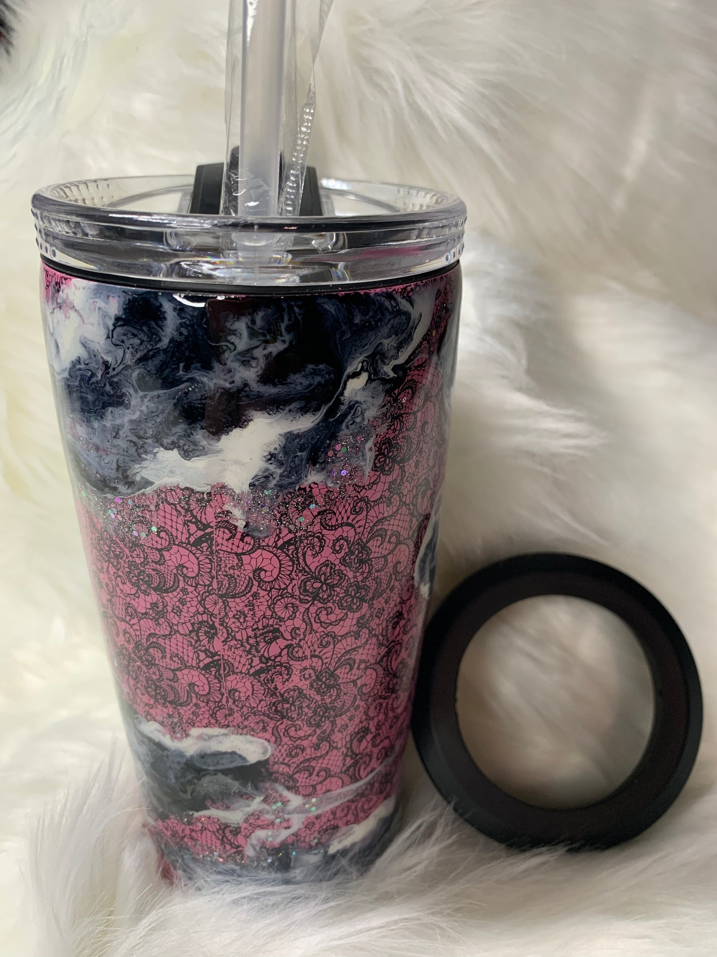 4 in 1 Hogg Coozie & 14 oz Tumbler Combo Pink & Lace