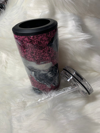 4 in 1 Hogg Coozie & 14 oz Tumbler Combo Pink & Lace