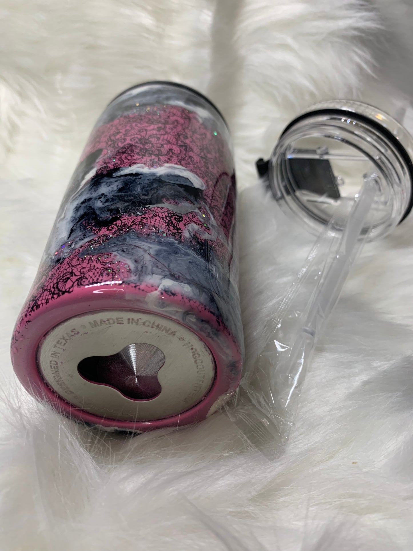 4 in 1 Hogg Coozie & 14 oz Tumbler Combo Pink & Lace