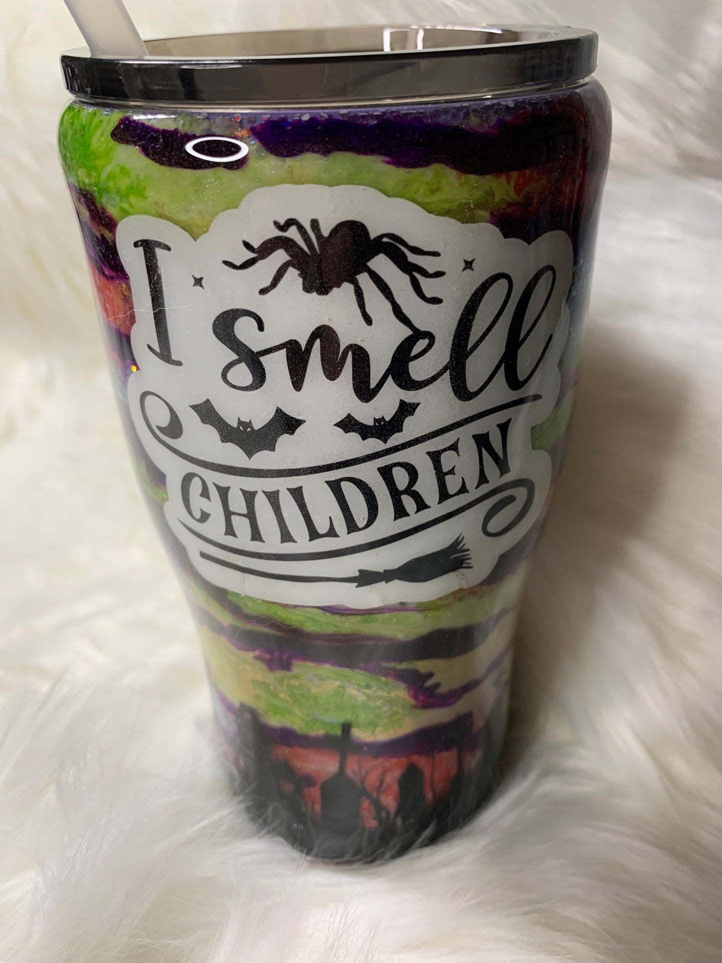 20oz modern curve Halloween inspired tumbler that glows