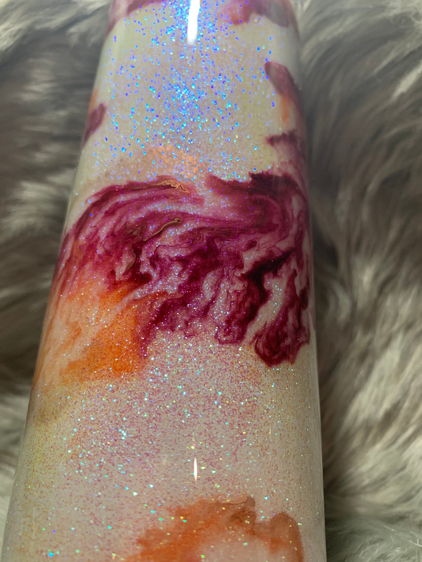 30 oz Hogg Skinny Straight with glitter base and alcohol ink