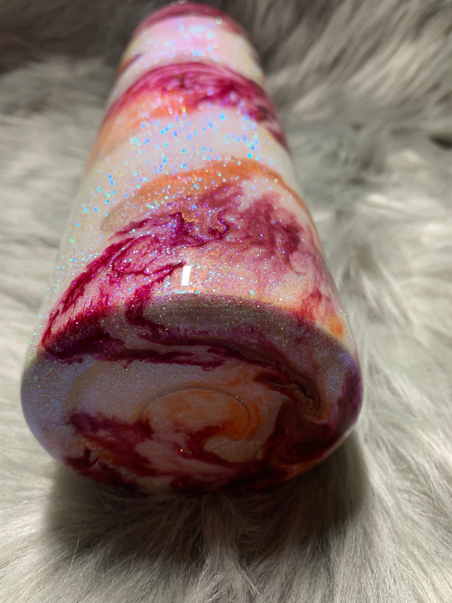 30 oz Hogg Skinny Straight with glitter base and alcohol ink