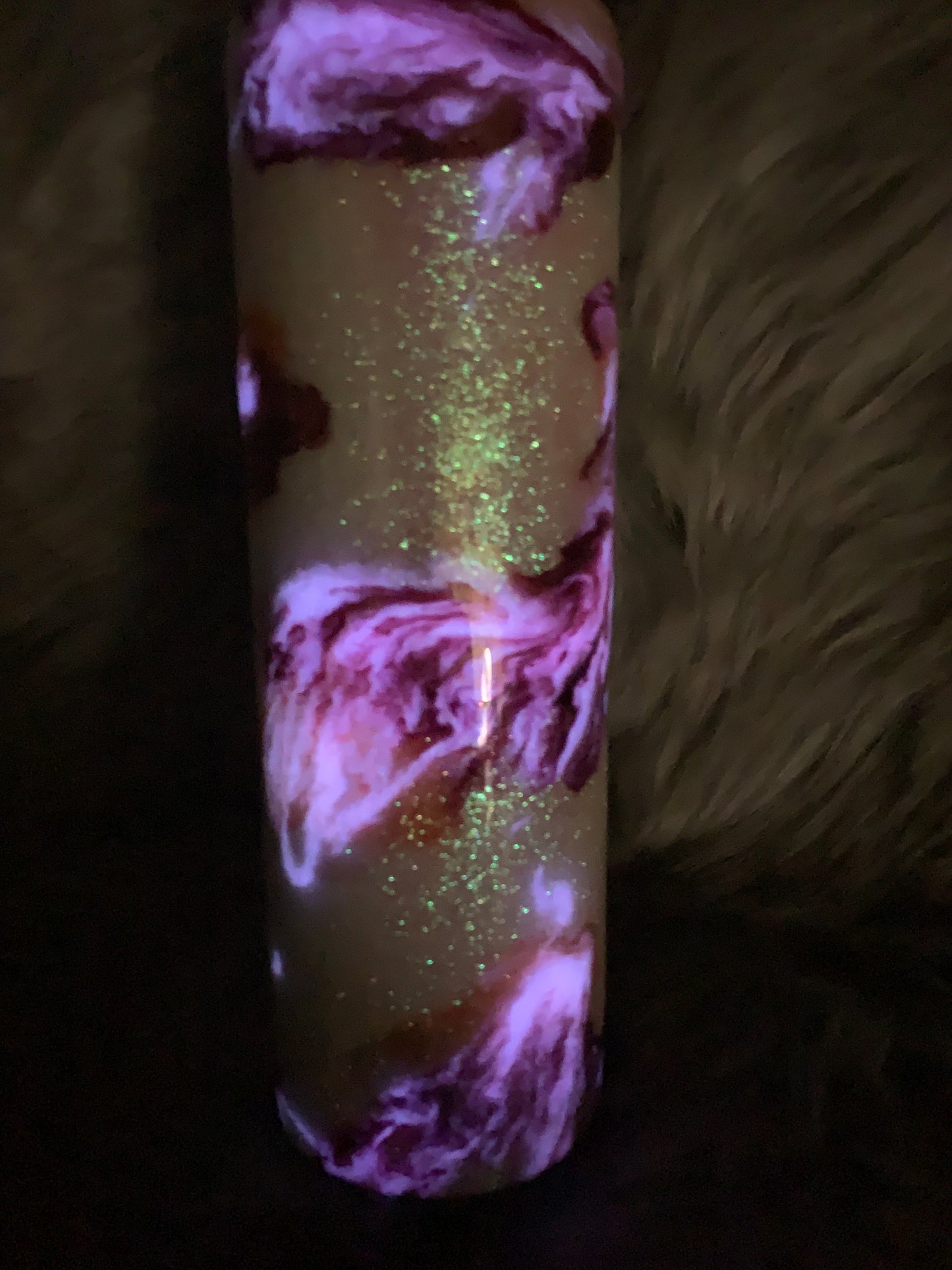 30 oz Hogg Skinny Straight with glitter base and alcohol ink