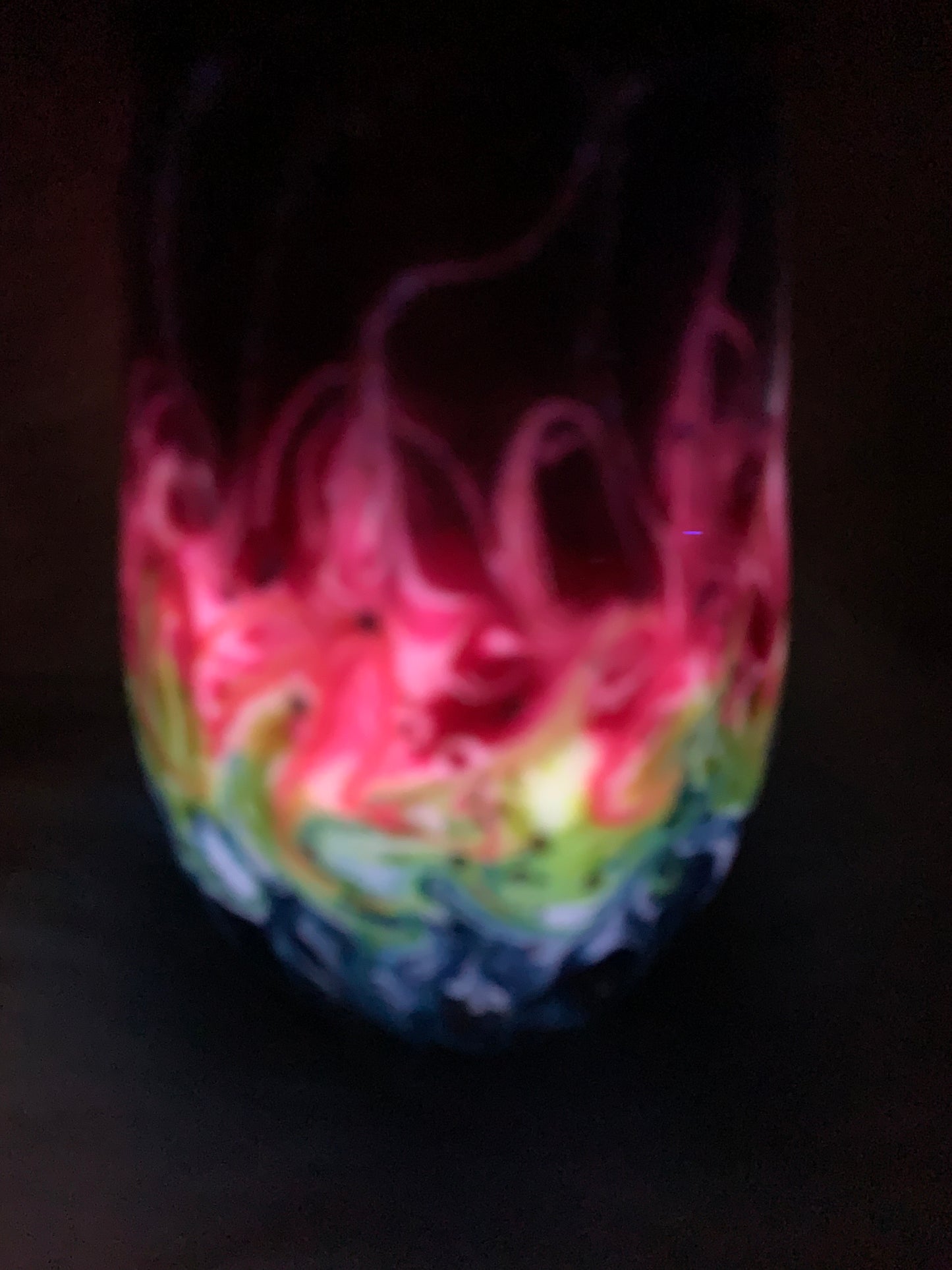 14 oz stemless wine tumbler with neon stinger and glow