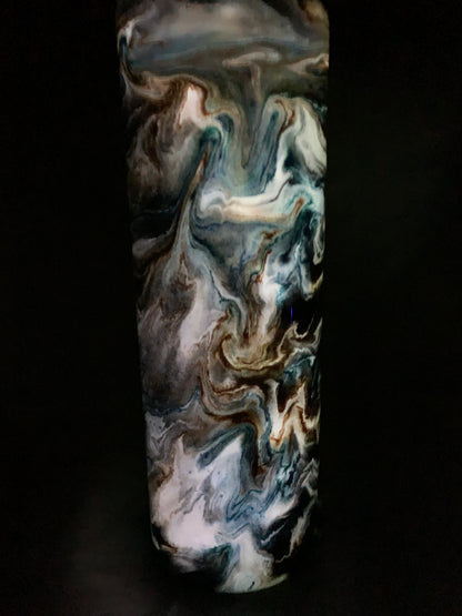 30 oz Skinny Straight with alcohol ink swirl and glow