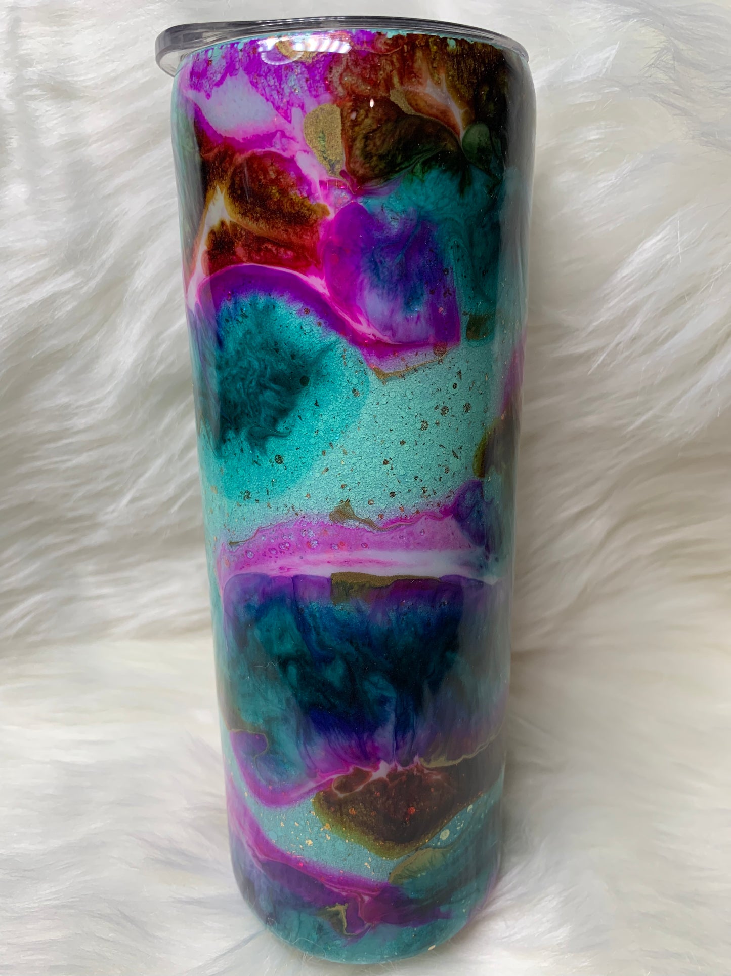 20 oz Glitter base alcohol ink swirl with glow