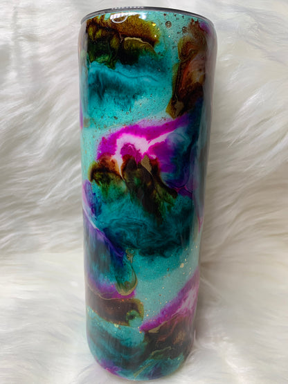 20 oz Glitter base alcohol ink swirl with glow