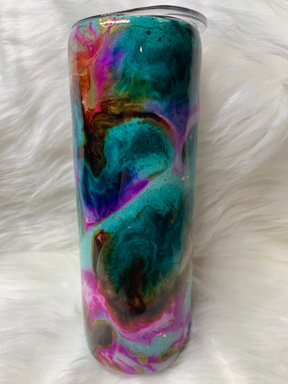 20 oz Glitter base alcohol ink swirl with glow