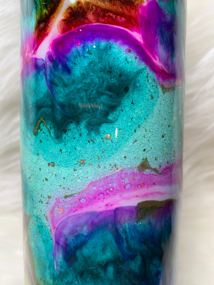 20 oz Glitter base alcohol ink swirl with glow