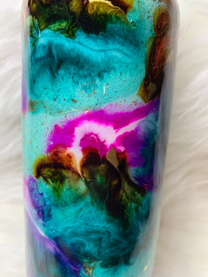 20 oz Glitter base alcohol ink swirl with glow