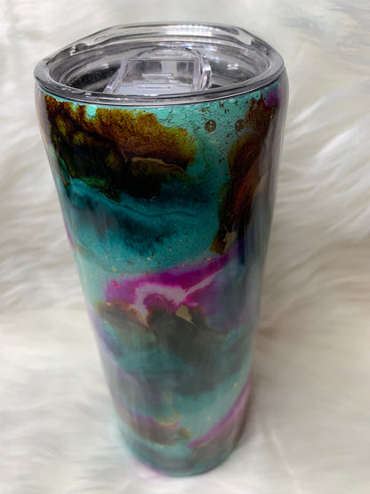 20 oz Glitter base alcohol ink swirl with glow