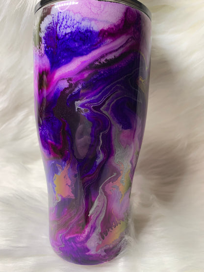 24 oz Modern Curve Tumbler in purples with purple glow