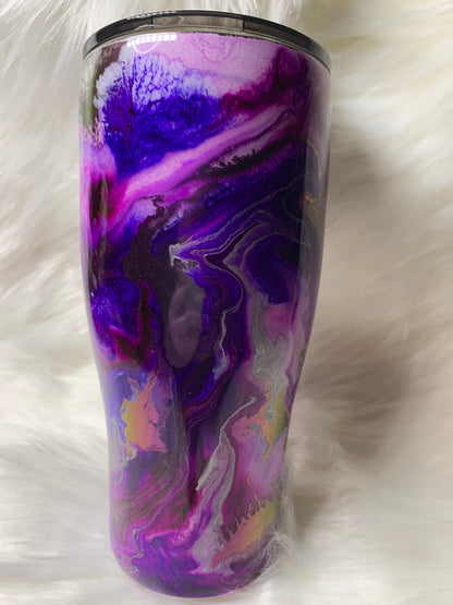 24 oz Modern Curve Tumbler in purples with purple glow