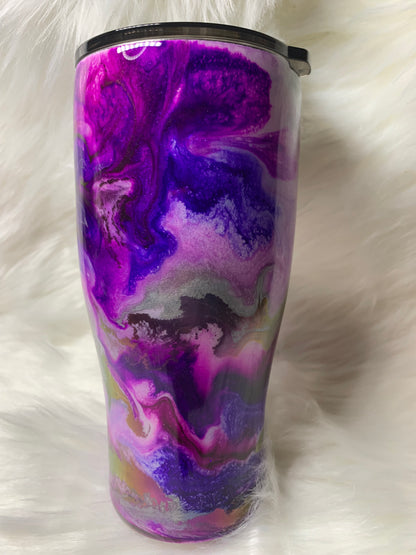 24 oz Modern Curve Tumbler in purples with purple glow