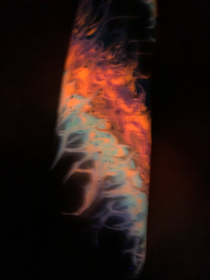 30 oz Skinny Straight Tumbler with smoke effect base and fire bougie stinger (glow)