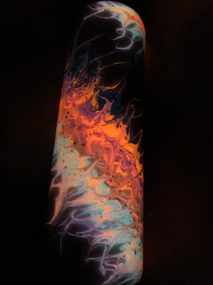 30 oz Skinny Straight Tumbler with smoke effect base and fire bougie stinger (glow)