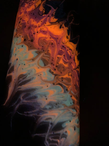 30 oz Skinny Straight Tumbler with smoke effect base and fire bougie stinger (glow)