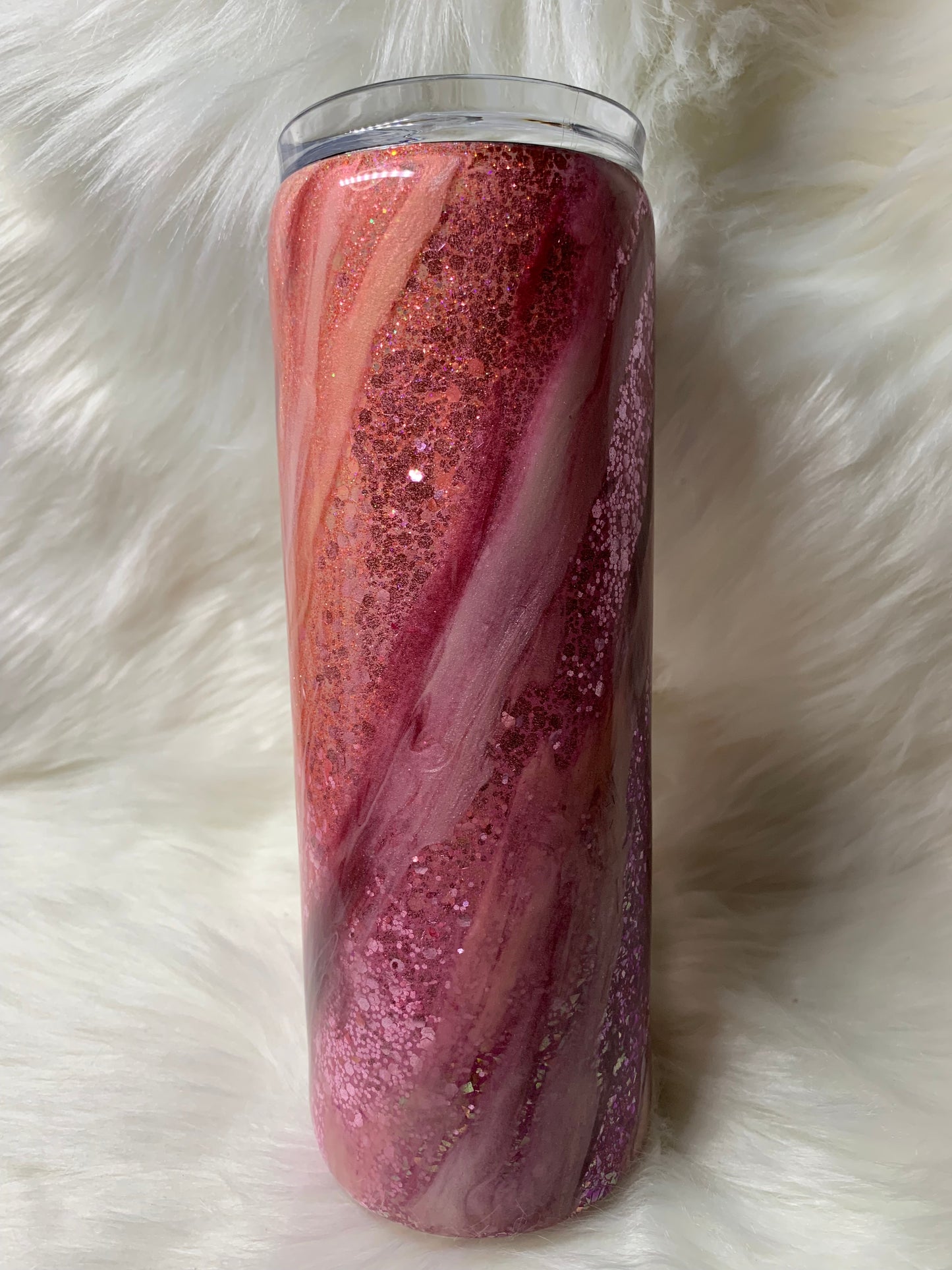 20 oz Skinny Straight  Pinks Glitter base Milky Way