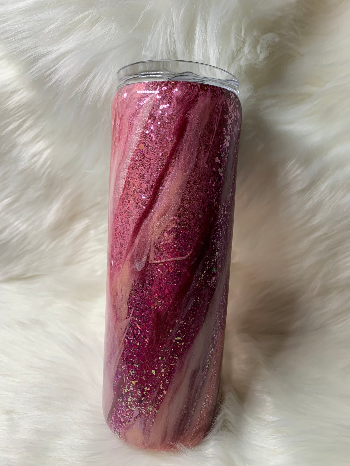 20 oz Skinny Straight  Pinks Glitter base Milky Way