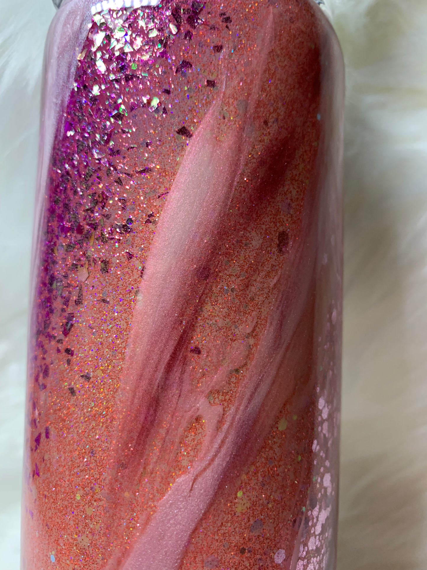 20 oz Skinny Straight  Pinks Glitter base Milky Way