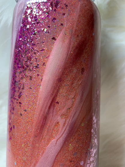 20 oz Skinny Straight  Pinks Glitter base Milky Way