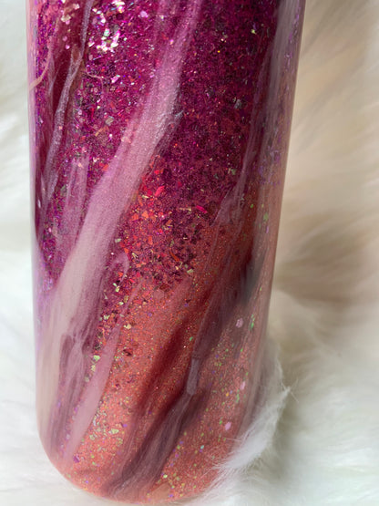 20 oz Skinny Straight  Pinks Glitter base Milky Way