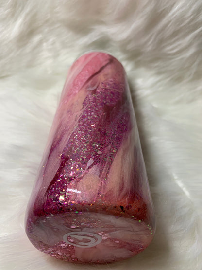 20 oz Skinny Straight  Pinks Glitter base Milky Way